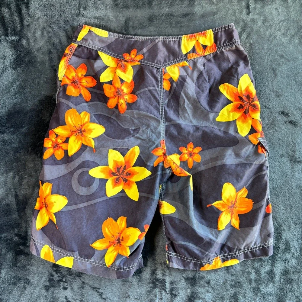Billabong Mens Board Shorts Floral Tropical Surf 33 Brown Orange Yellow